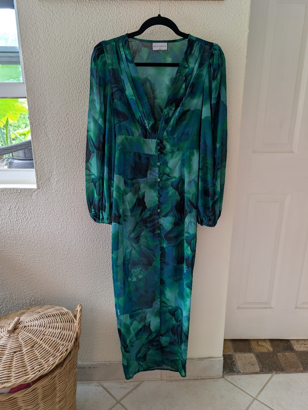 Runaway Teal & Emerald Floral V-Neck Long Sleeve Dress